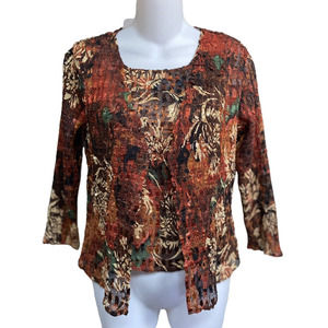 Alberto Makali 2Pc‎ Shell tank+ cardigan blouse tweenset sequined ~M~